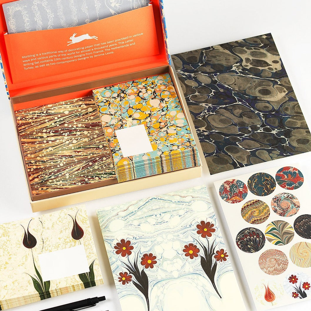 Marmoriertes Papierdesign - Briefschreibset