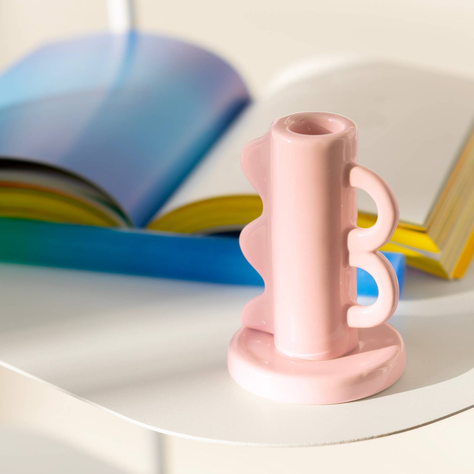 Pink Double Handle Candle Holder