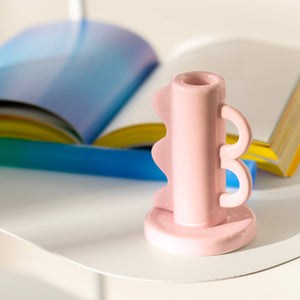 Pink Double Handle Candle Holder