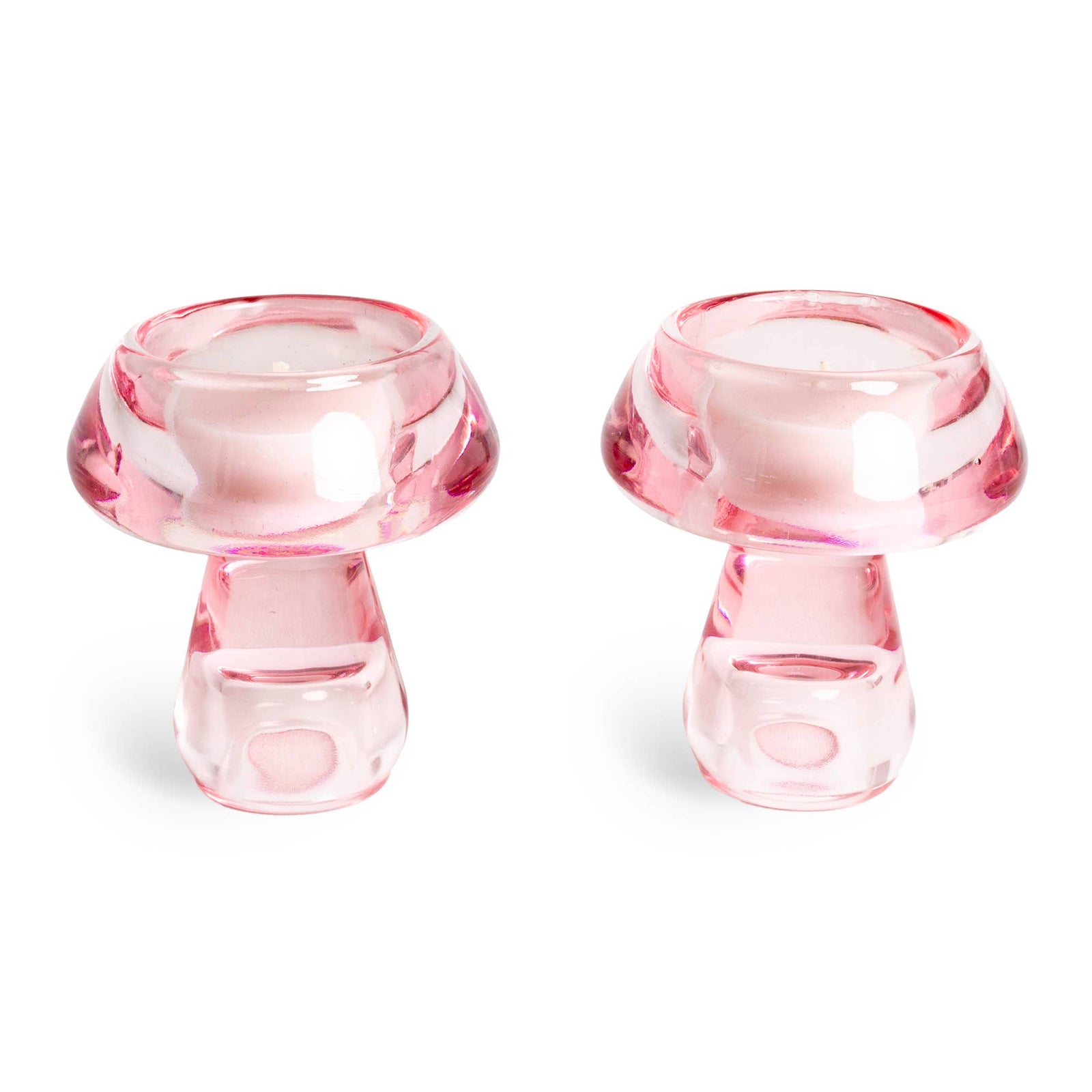 Pink Mushroom Candle Holder Set of 2