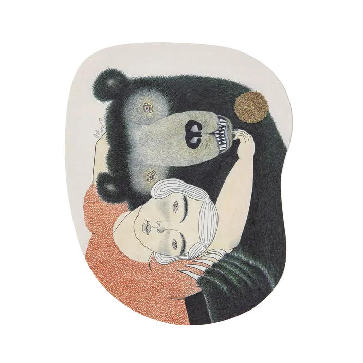 Postcard Bear & Girl