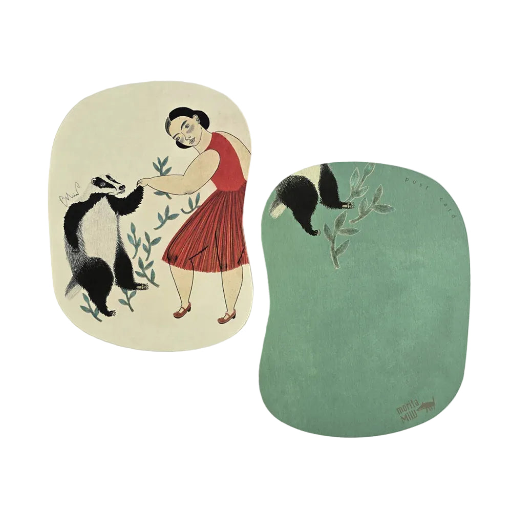 Postcard Weasel & Girl