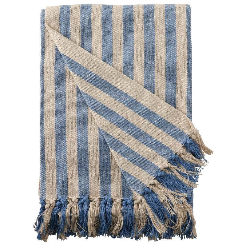 Recycled Cotton Throw/Picnic Blanket| Blue/Nature