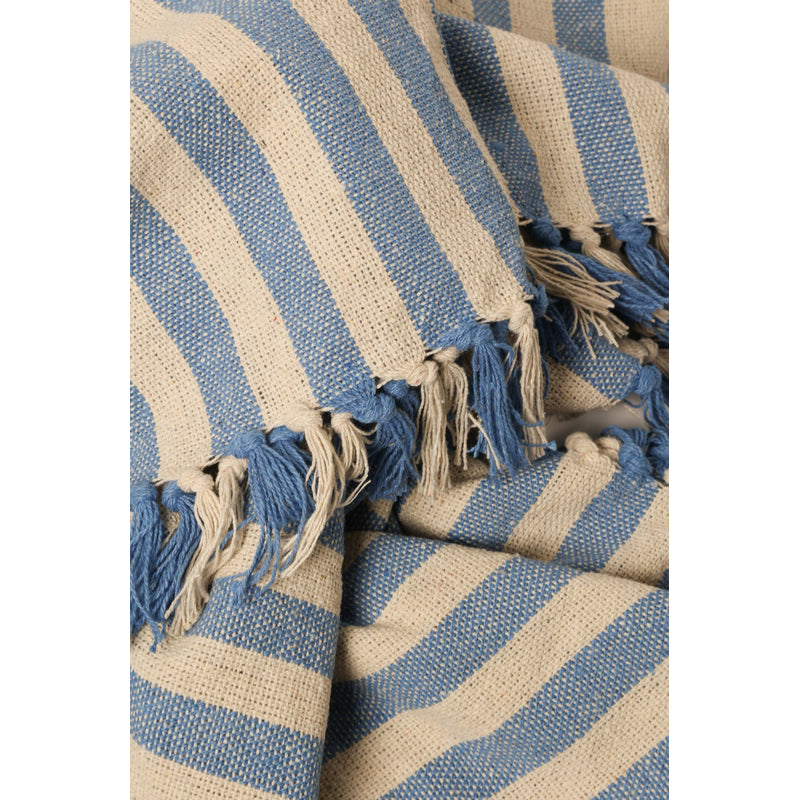 Recycled Cotton Throw/Picnic Blanket| Blue/Nature
