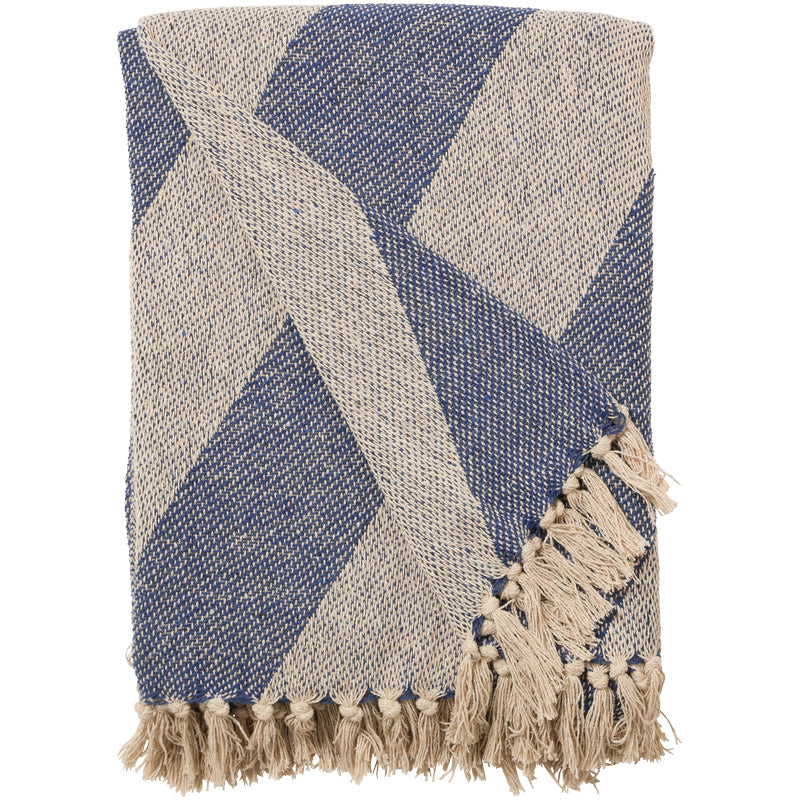 Recycled Cotton Throw/Picnic Blanket| Royal Blue/Nature