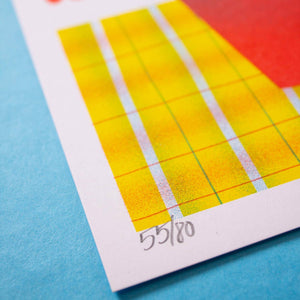 Risograph A4 Print | Red Flower Pot