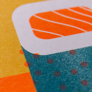 Risograph Mini Print | Sushi Salmon Inside Out