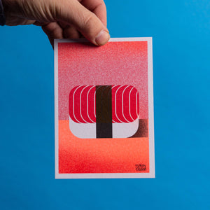 Risograph Mini Print | Sushi Tuna Nigiri