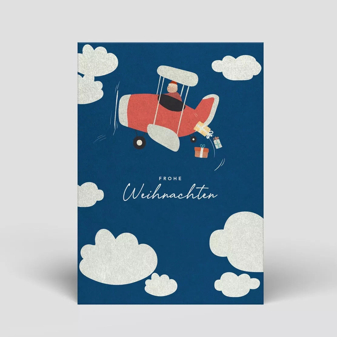 Santa Claus & Plane | Christmas Postcard