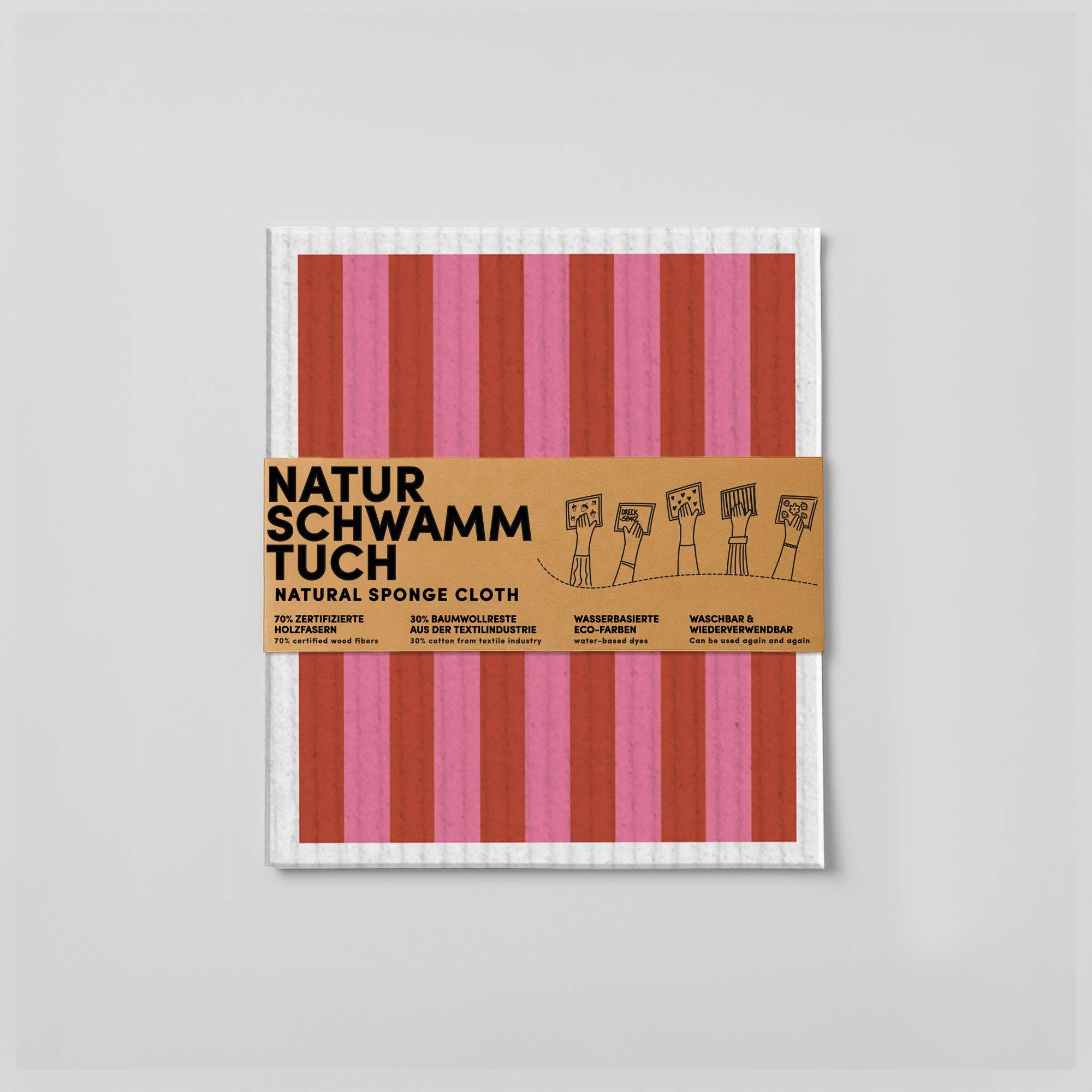 Sponge Cloth | Red/Pink Stripes