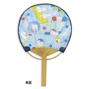 Swimming Dogs Uchiwa Bamboo Fan Card