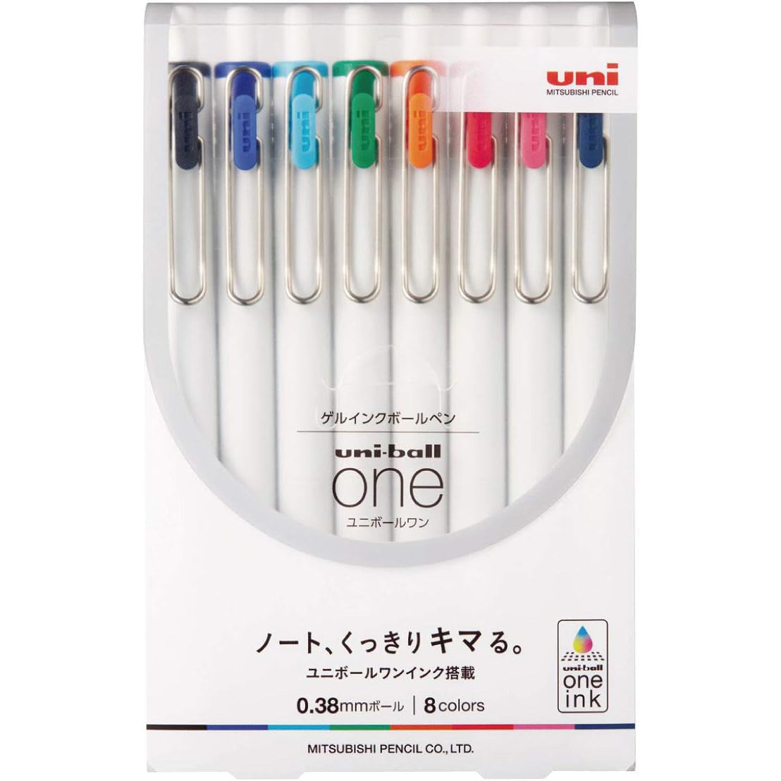 Uniball One Gel Ink Ballpoint Pen 0.38mm 8-Colour Set