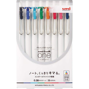 Uniball One Gel Ink Ballpoint Pen 0.38mm 8-Colour Set