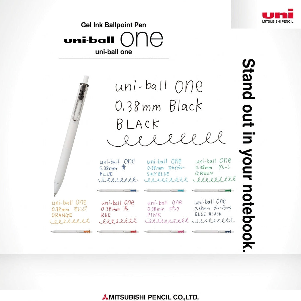 Uniball One Gel Ink Ballpoint Pen 0.38mm 8-Colour Set