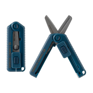 XS Compact Cerrated Scissors Navy Blue