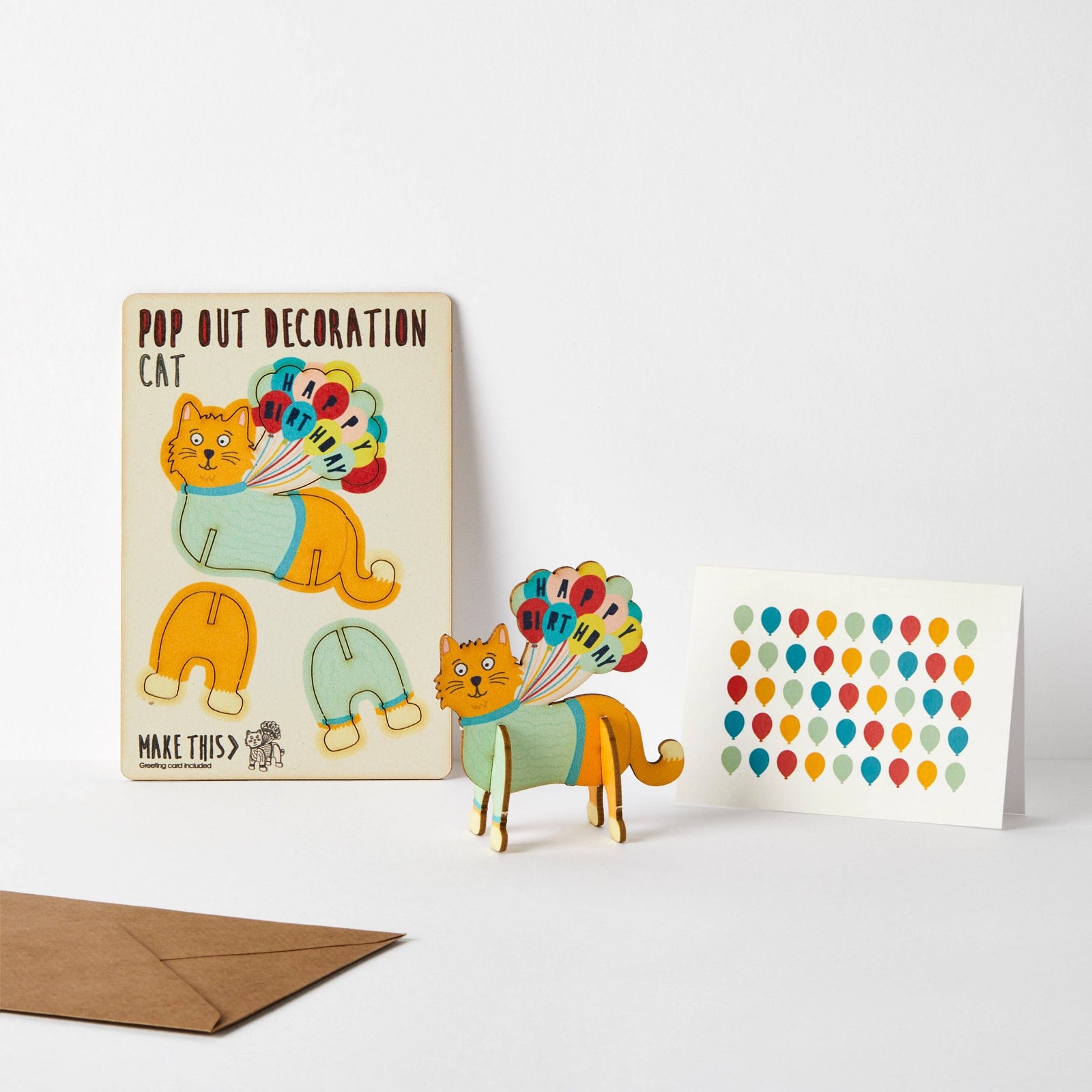 pop out birthday card in the form of a cat
