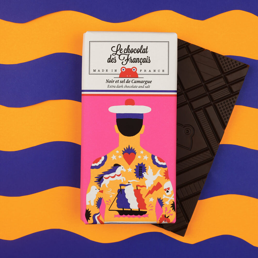 chocolate bar with marine tattoo guy 