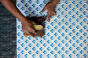 Block Printed Ruled Notebook | Trellis Indigo