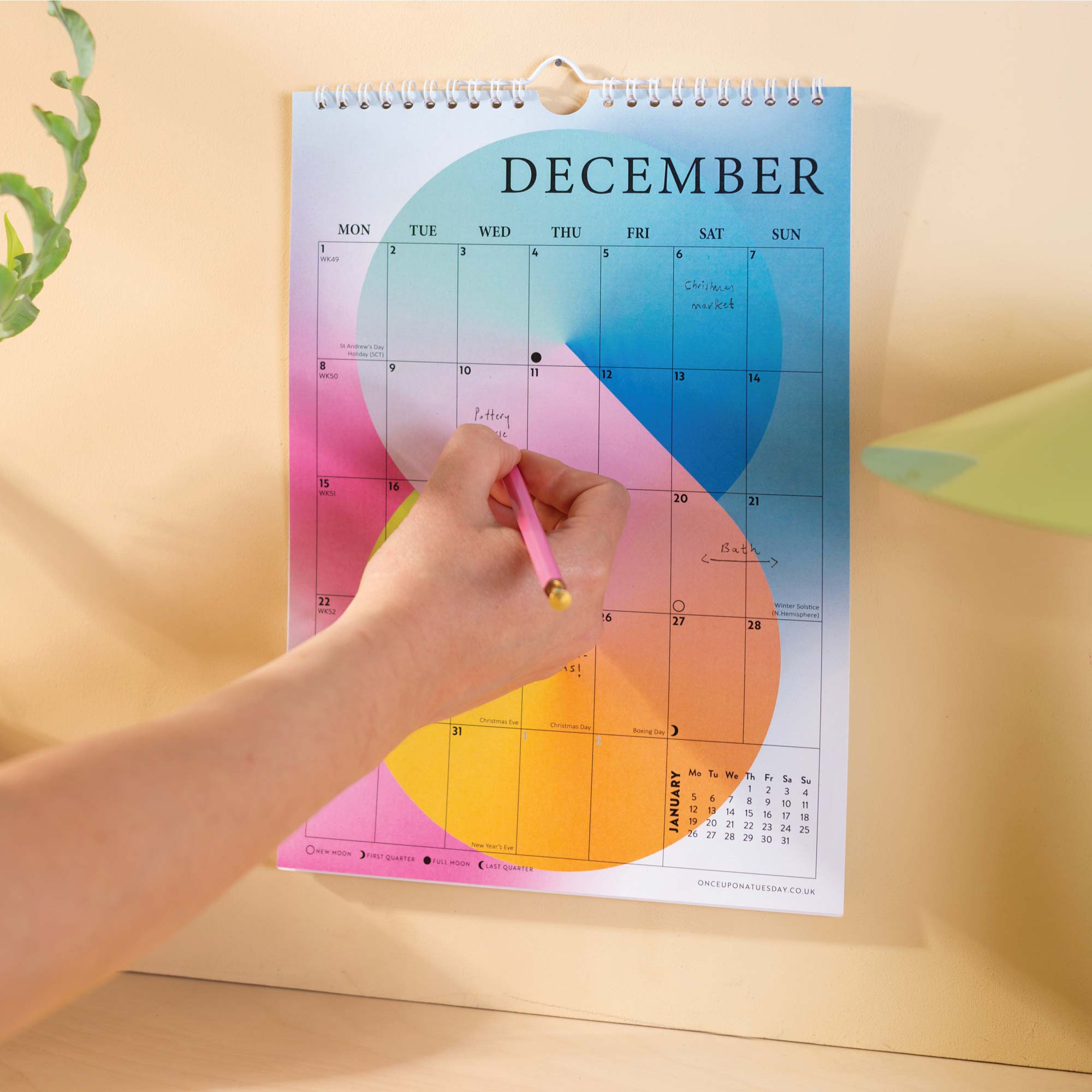 good tuesday colourful 2025 design wall hanging calendar