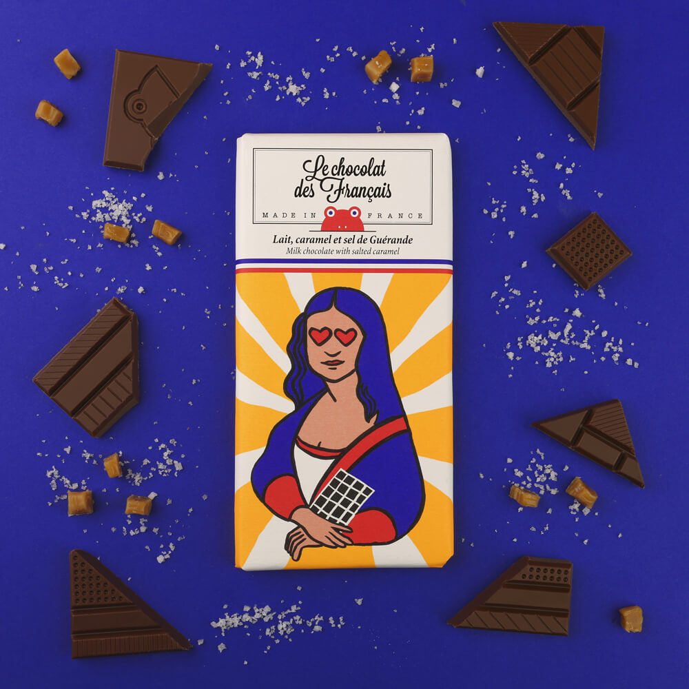 chocolate bar with mona lisa packaging 