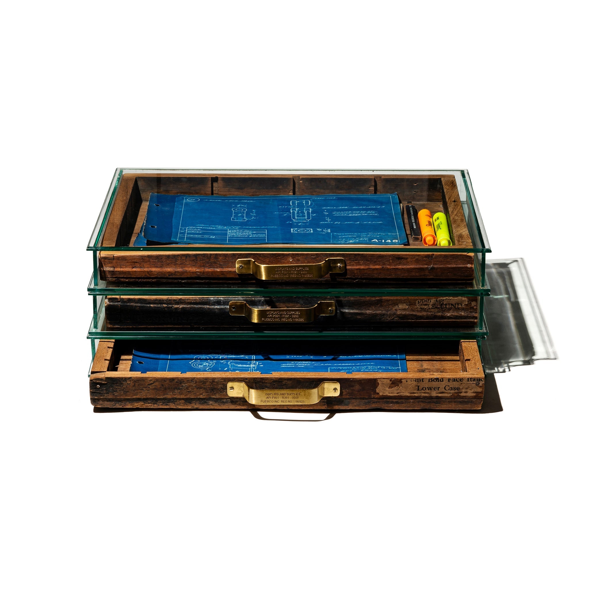 Display Box Draw GLASS DISPLAY CASE WITH VINTAGE DRAWER - MATERIAL26