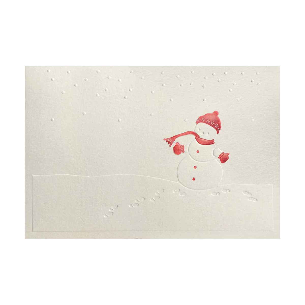 hot foil christmas card with snow man by original crown mill