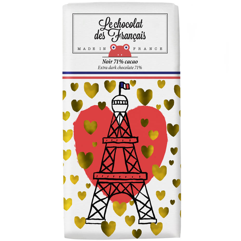 chocolate bar with eiffel tower packaging