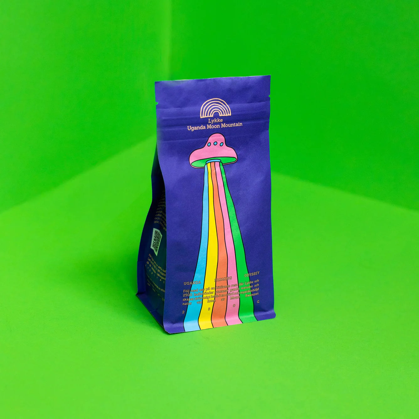 filter ground coffee with ufo illustration packaging