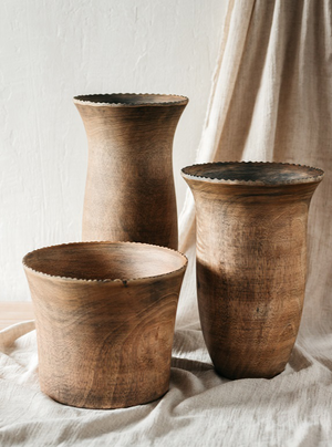 Rustic Mango Wood Vase - Tall