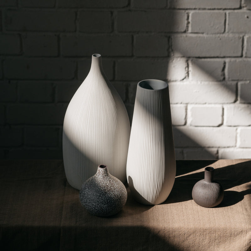 White Tall Bouquet Flower Vase