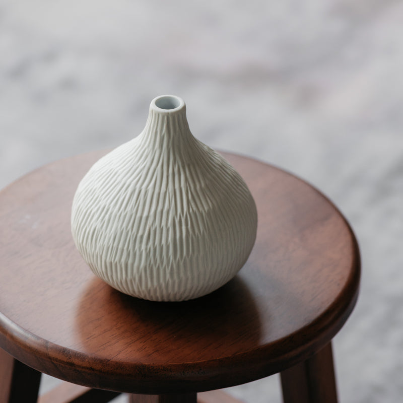 White Texturised Gourd Vase