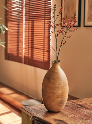 Pinched Neck Wooden Vase