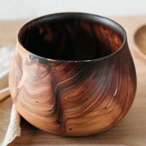 Green Wave Mango Wood Pot Vase