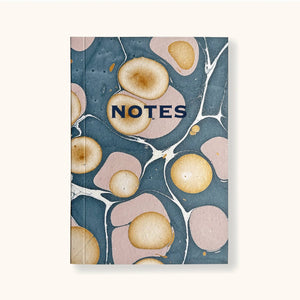 Hand Marbled Notebook in Blue & Pink