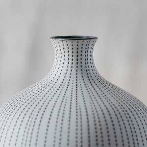 White Gourd Vase with Brown Dotted Lines