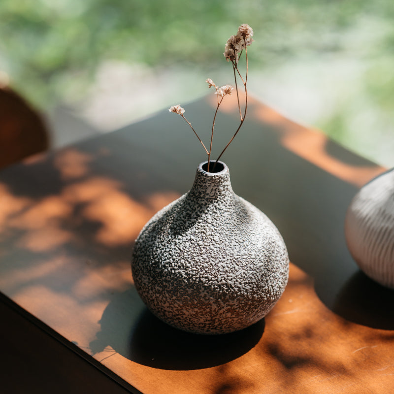 Brown Gourd Vase with Texturised White Splash