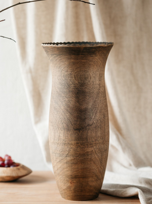 Rustic Mango Wood Vase - Tall