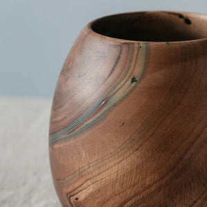 Green Wave Mango Wood Oval Vase