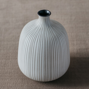 White Gourd Vase with Brown Dotted Lines