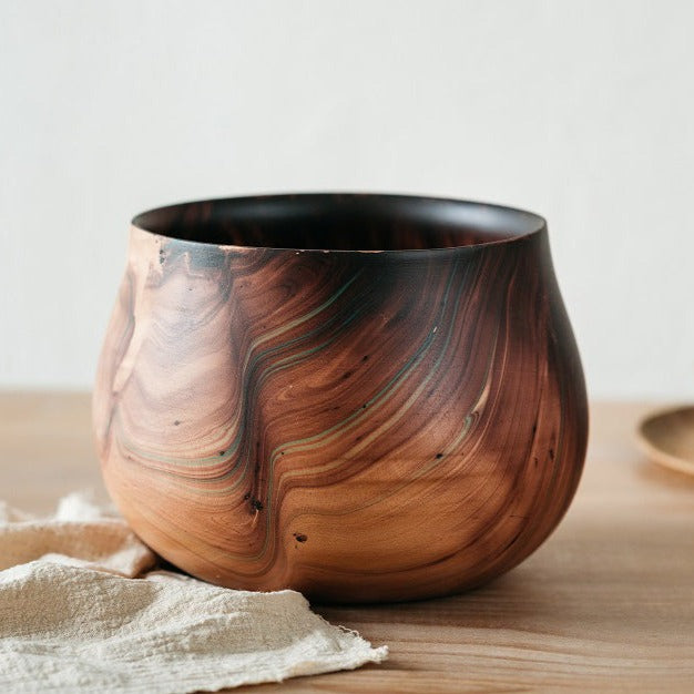 Green Wave Mango Wood Pot Vase