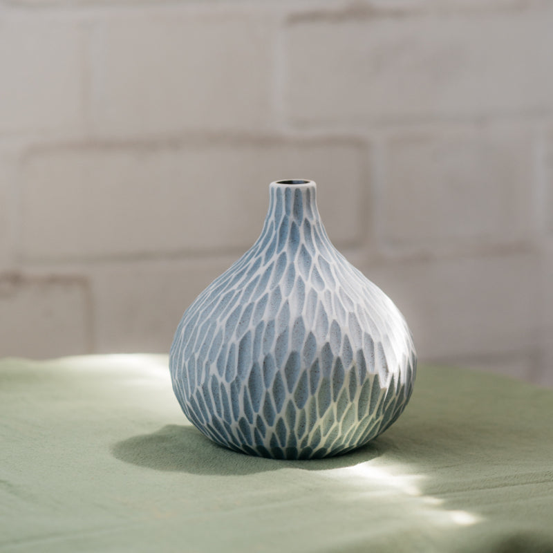 Vase gourde bleu pastel/blanc