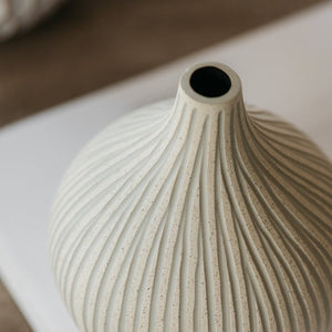White Gourd Vase with Score Texture