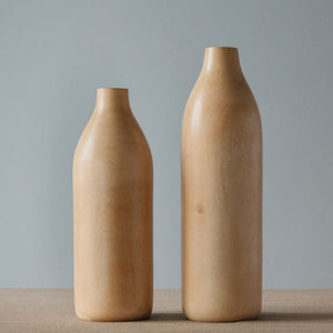 Tall Beige Wooden Vase