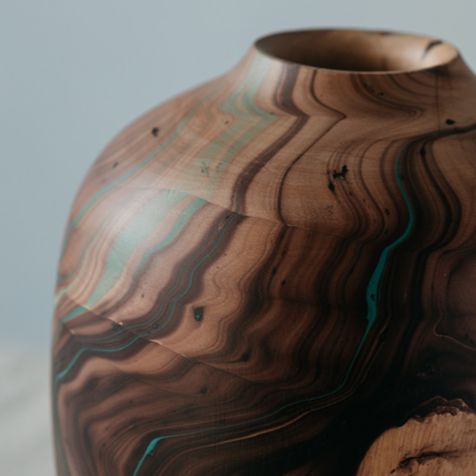 Vase en bois urne