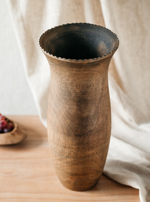 Rustic Mango Wood Vase - Tall