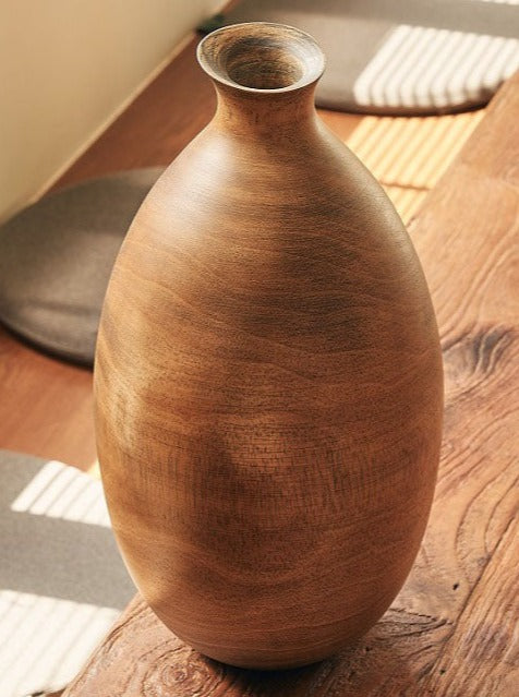 Pinched Neck Wooden Vase
